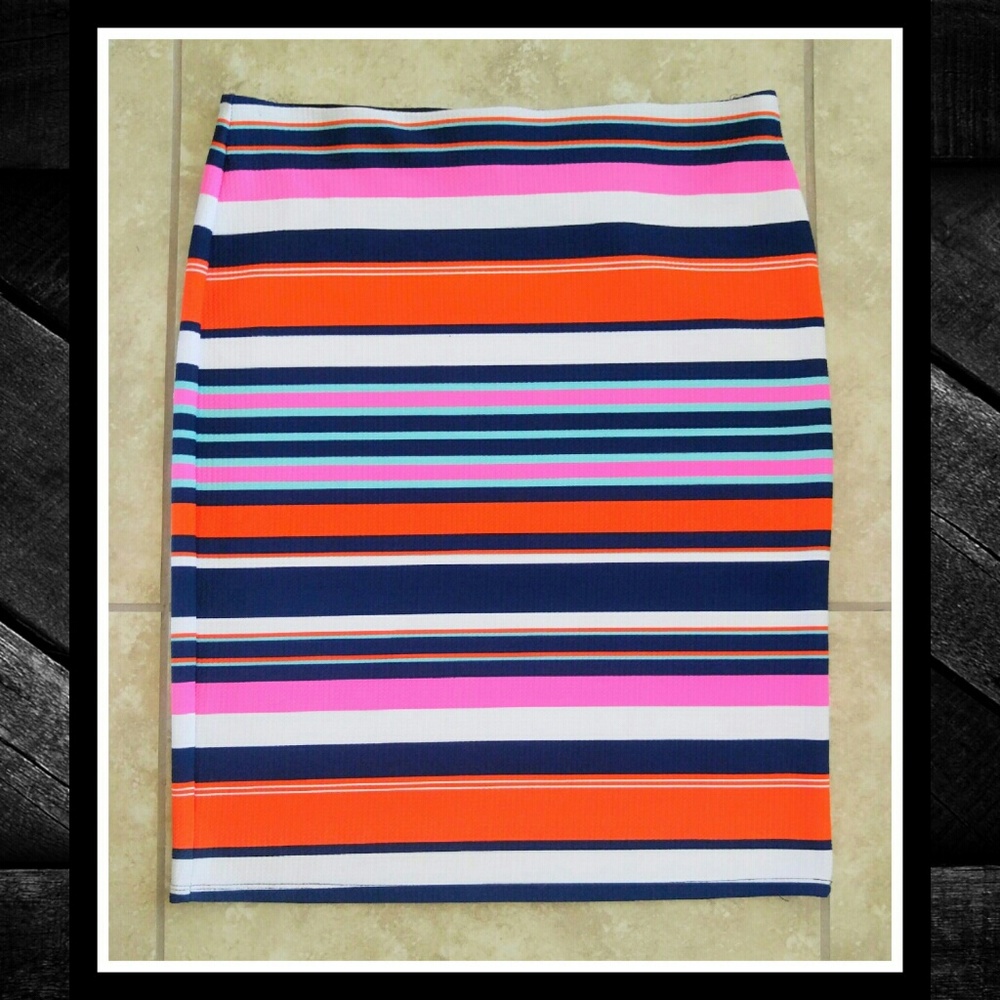 NEW YORK CLOTHING CO Striped PLUS SIZE Skirt